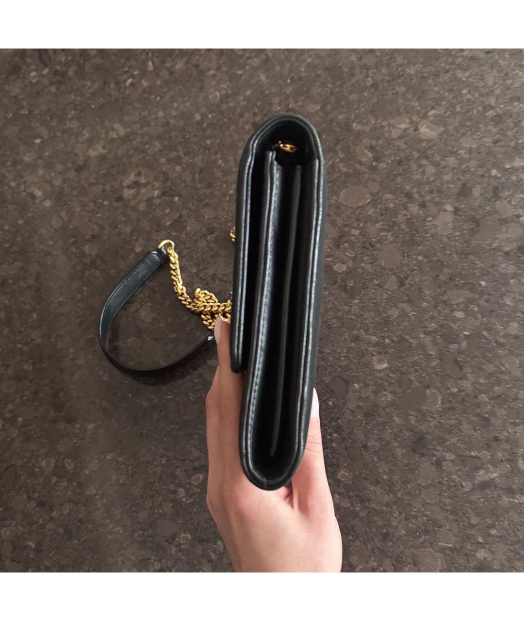 SAINT LAURENT Черная кожаная сумка через плечо, фото 2