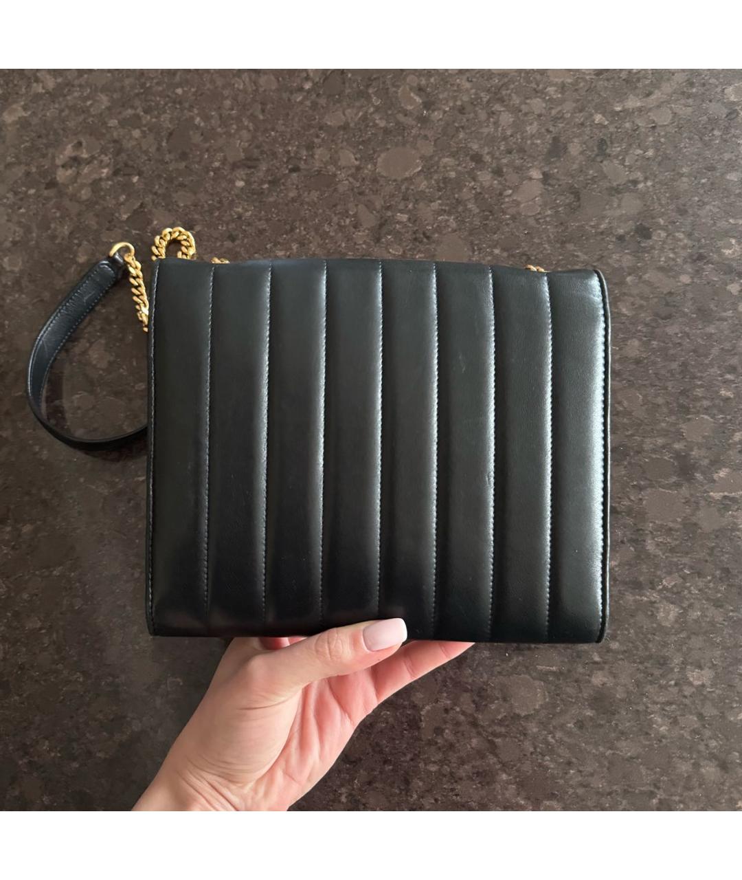 SAINT LAURENT Черная кожаная сумка через плечо, фото 3