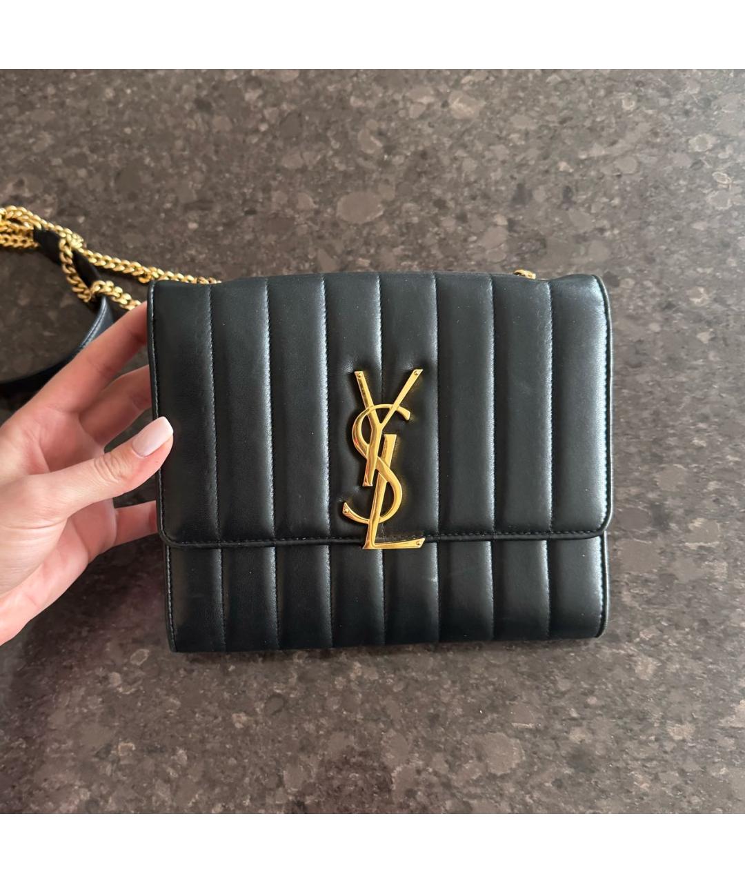 SAINT LAURENT Черная кожаная сумка через плечо, фото 5