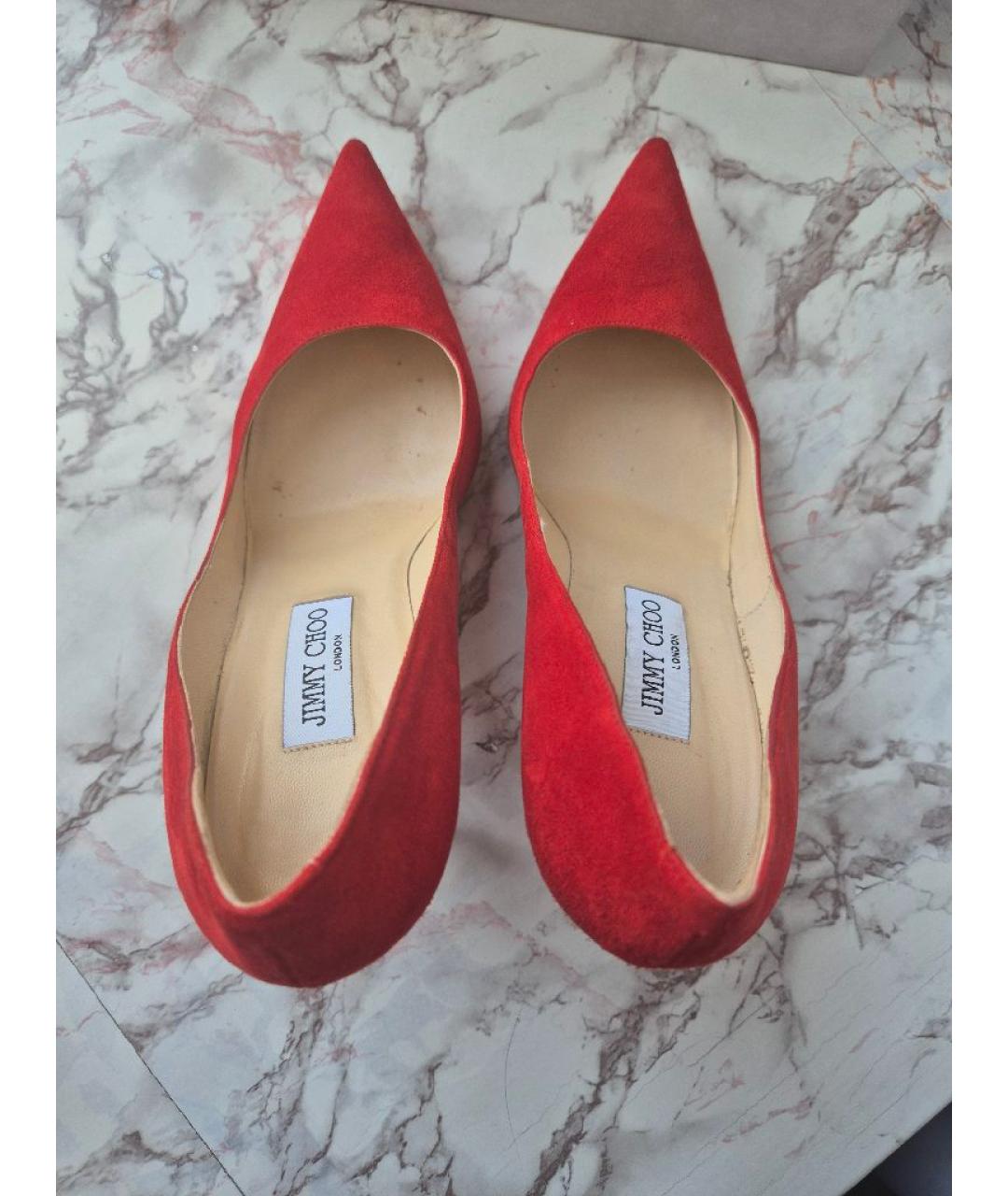 JIMMY CHOO Красные замшевые туфли, фото 3