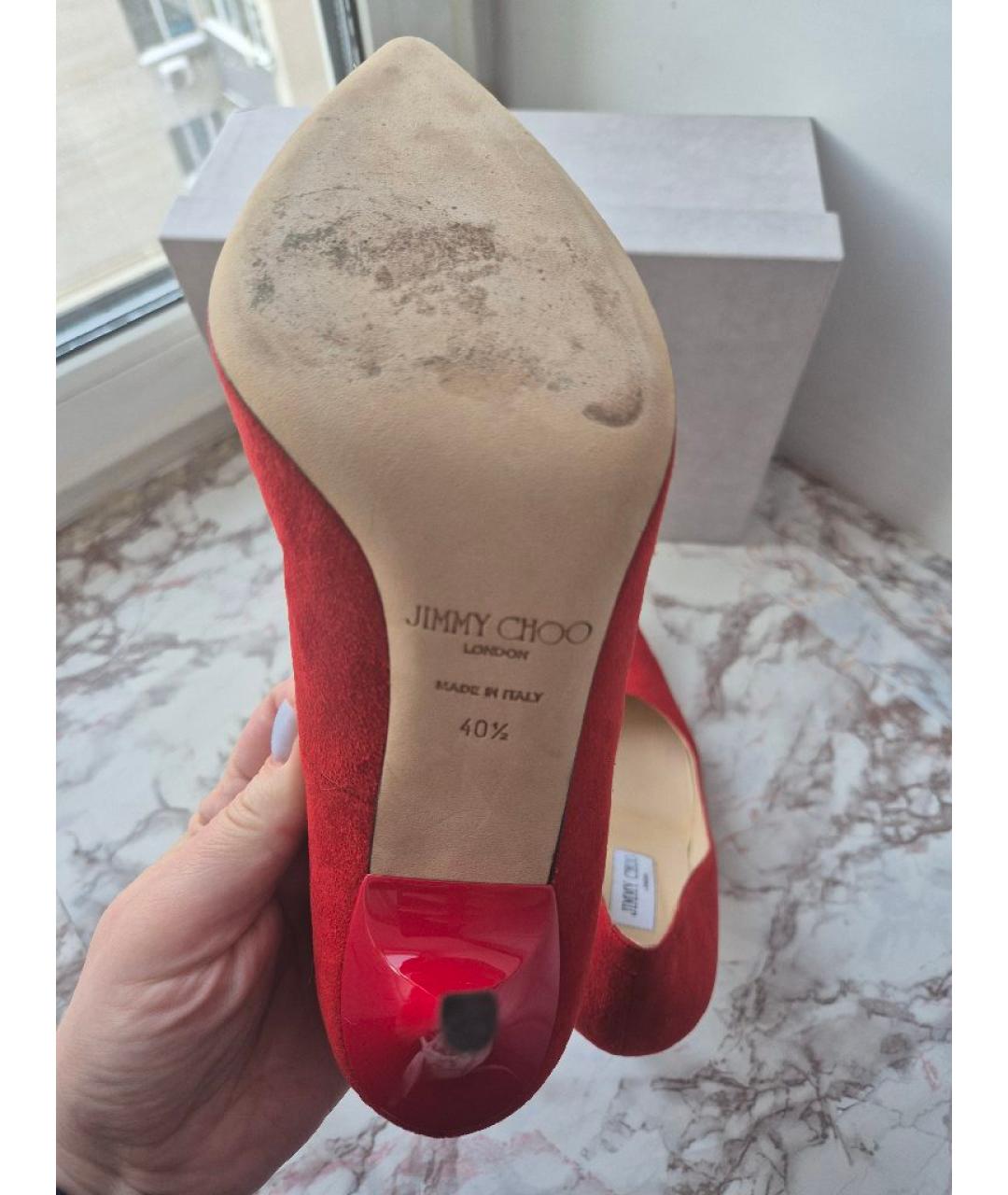 JIMMY CHOO Красные замшевые туфли, фото 6