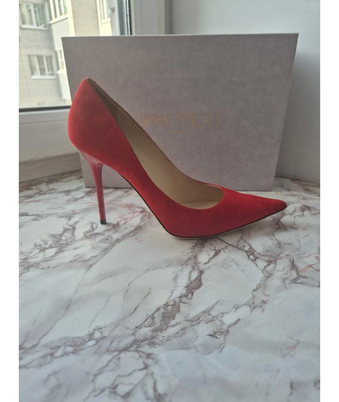 JIMMY CHOO Красные замшевые туфли, фото 8