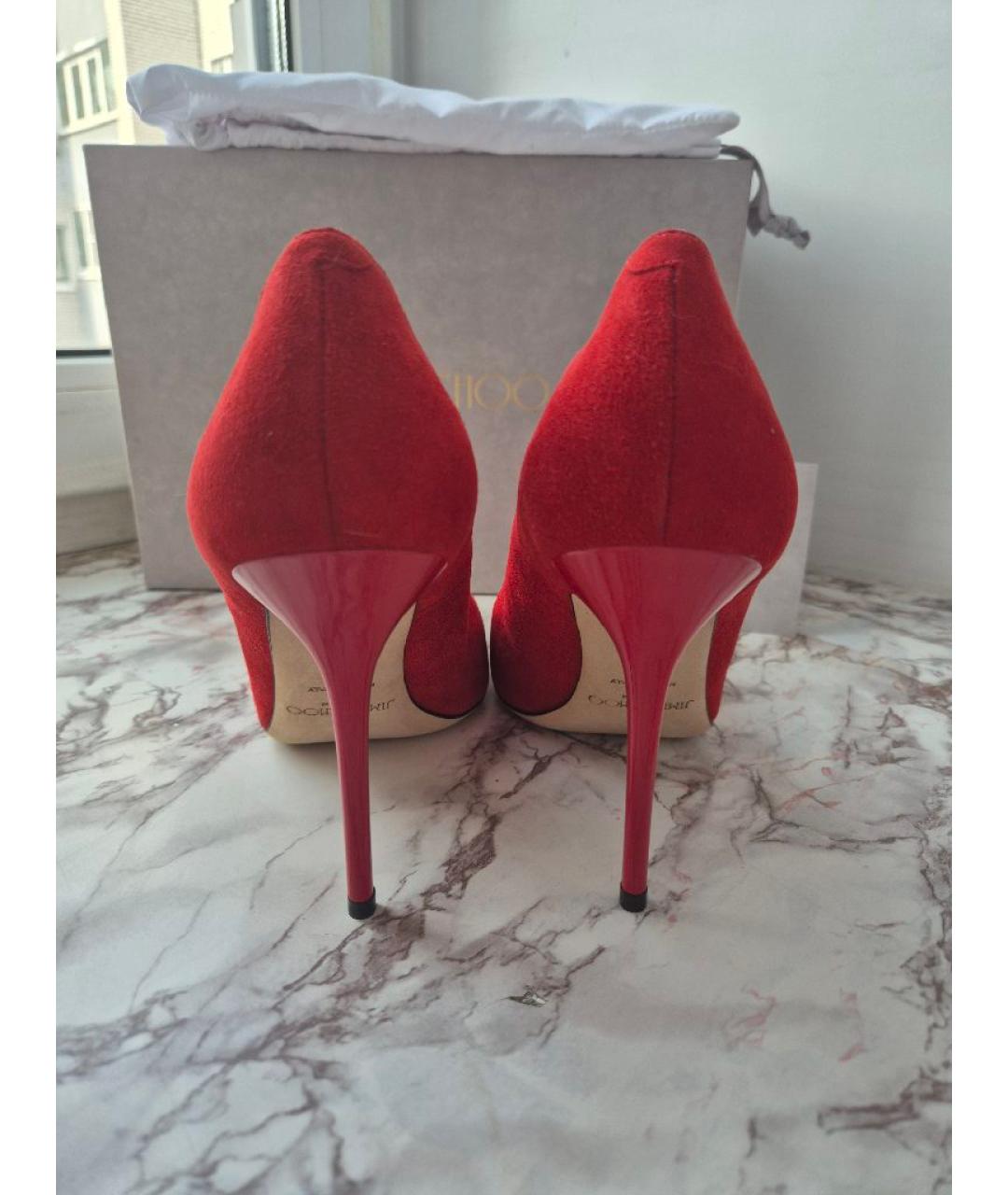 JIMMY CHOO Красные замшевые туфли, фото 4