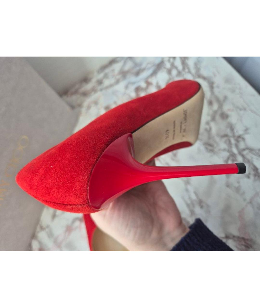 JIMMY CHOO Красные замшевые туфли, фото 7