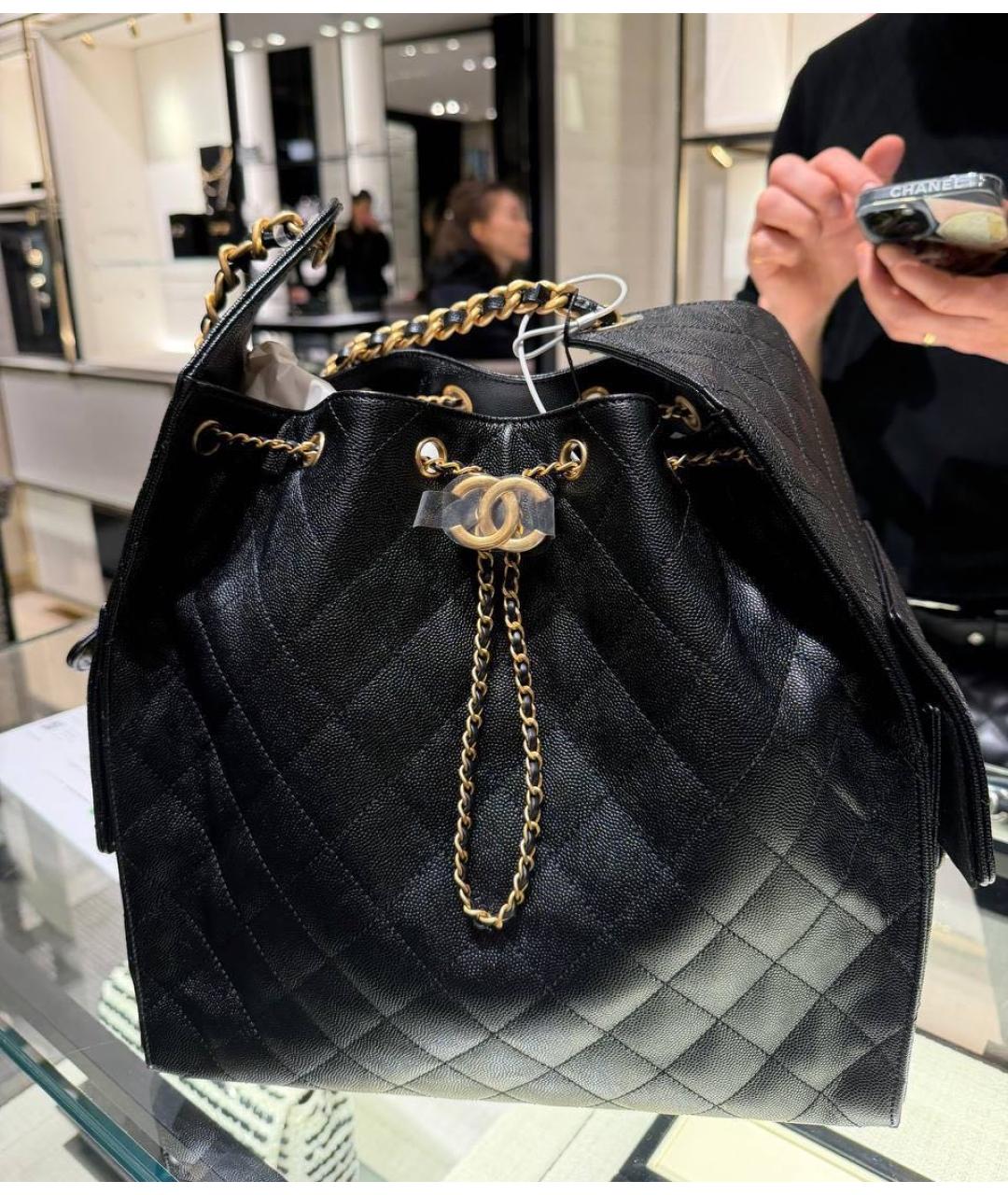 CHANEL Черная кожаная сумка тоут, фото 1