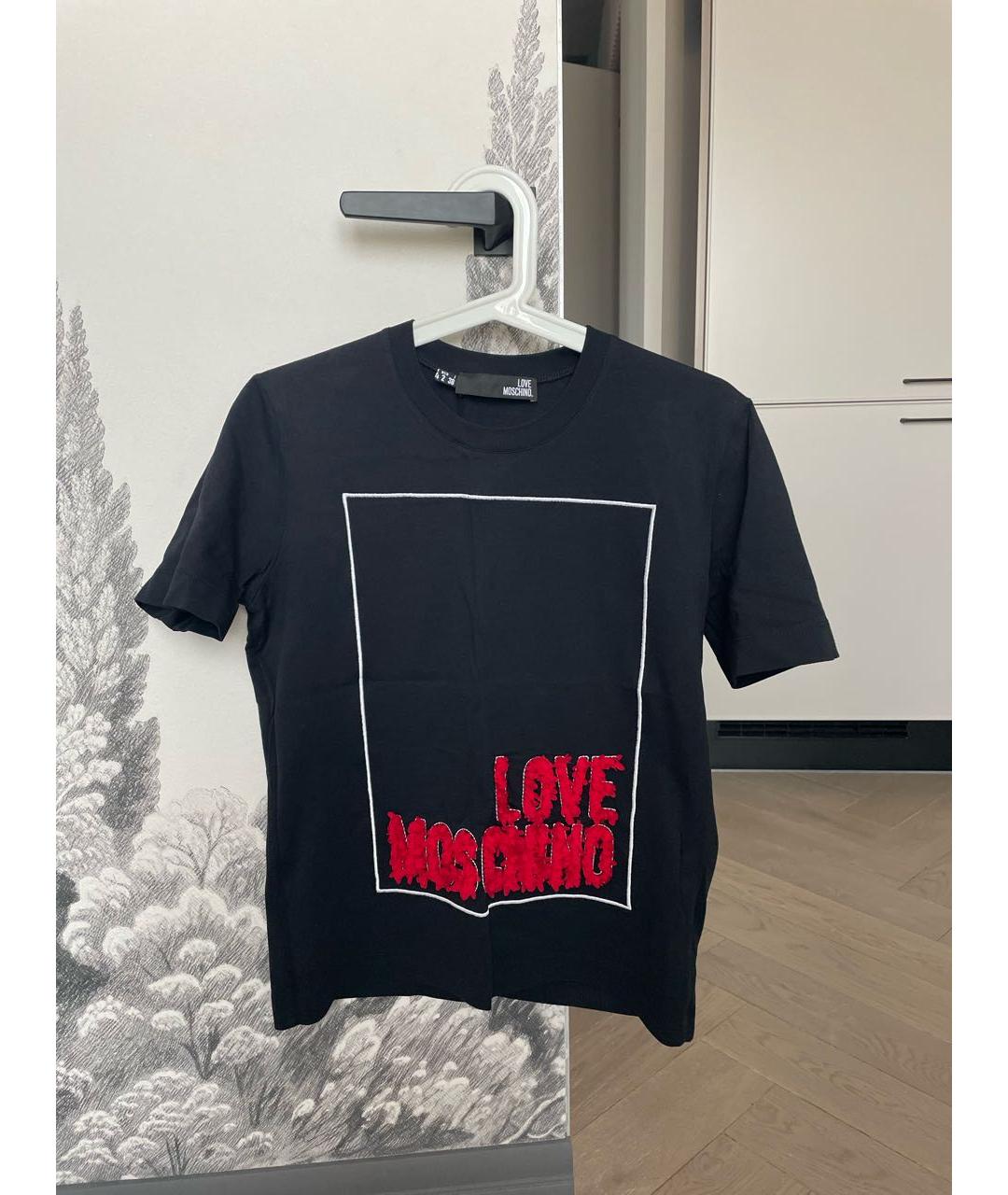 LOVE MOSCHINO Черная хлопковая футболка, фото 5