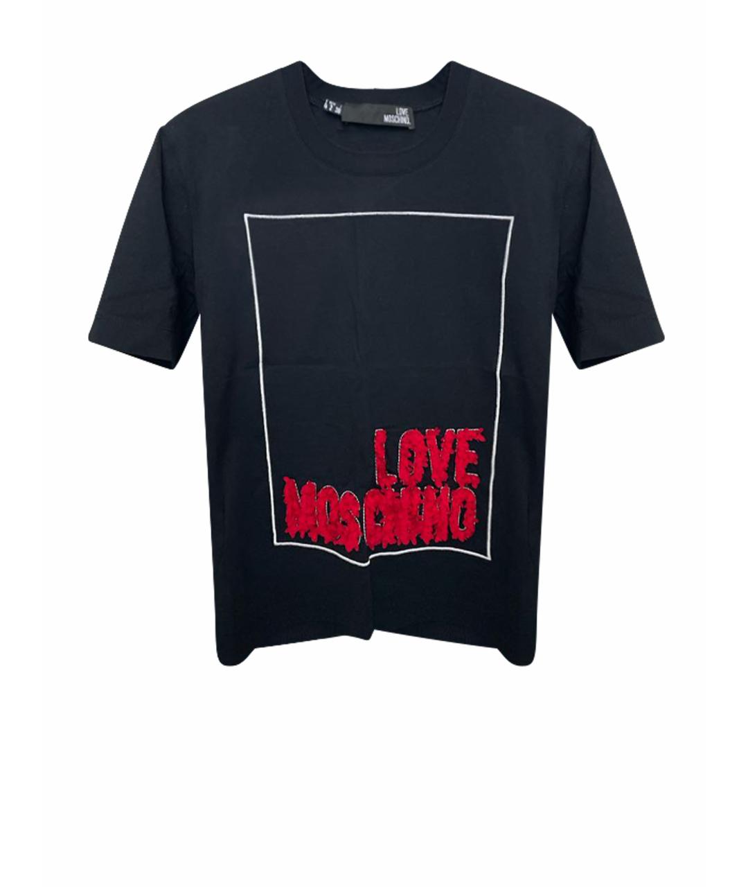 LOVE MOSCHINO Черная хлопковая футболка, фото 1
