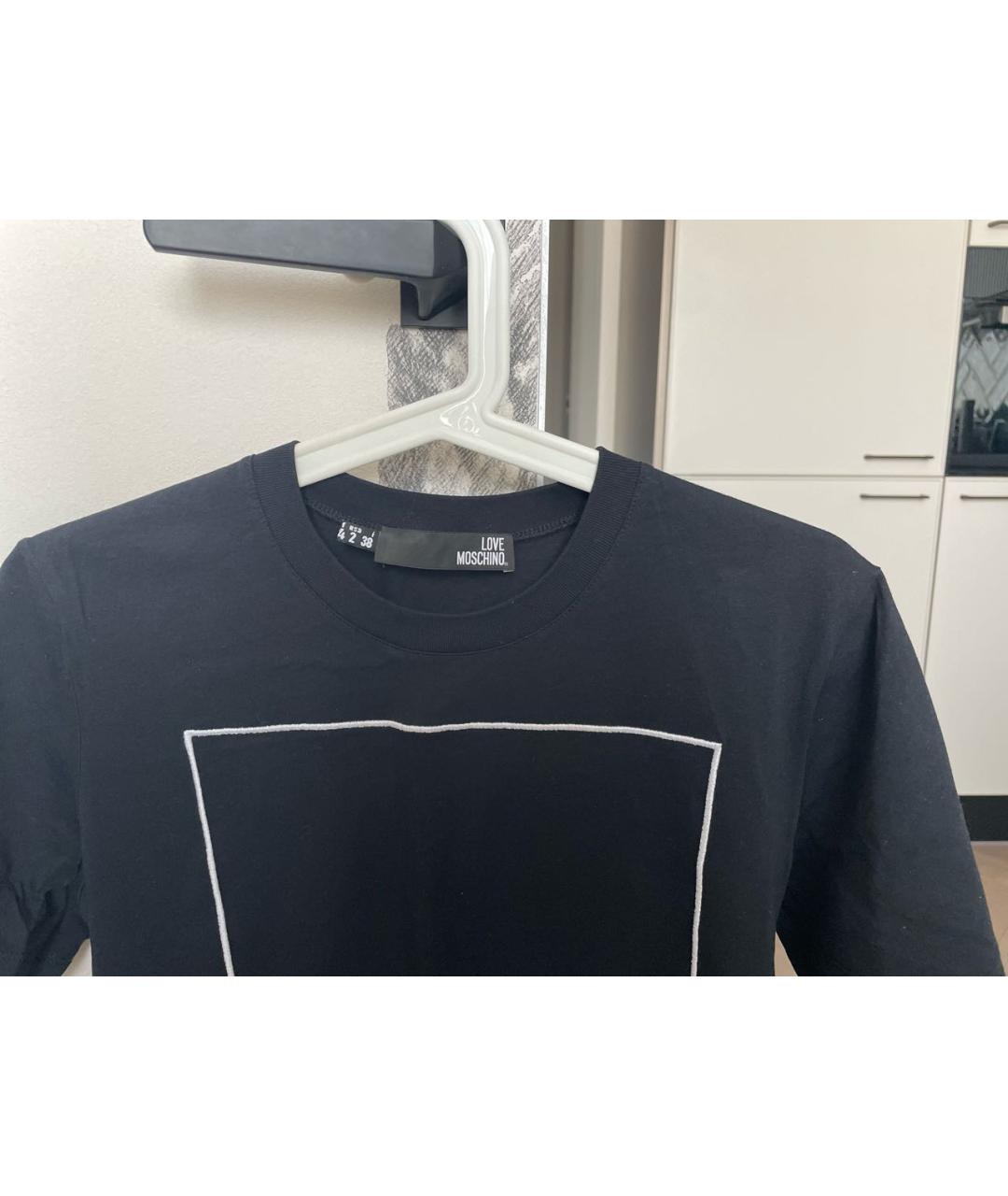 LOVE MOSCHINO Черная хлопковая футболка, фото 3