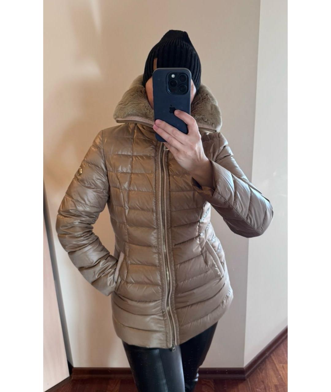 DIEGO M Золотой полиамидовый пуховик, фото 8
