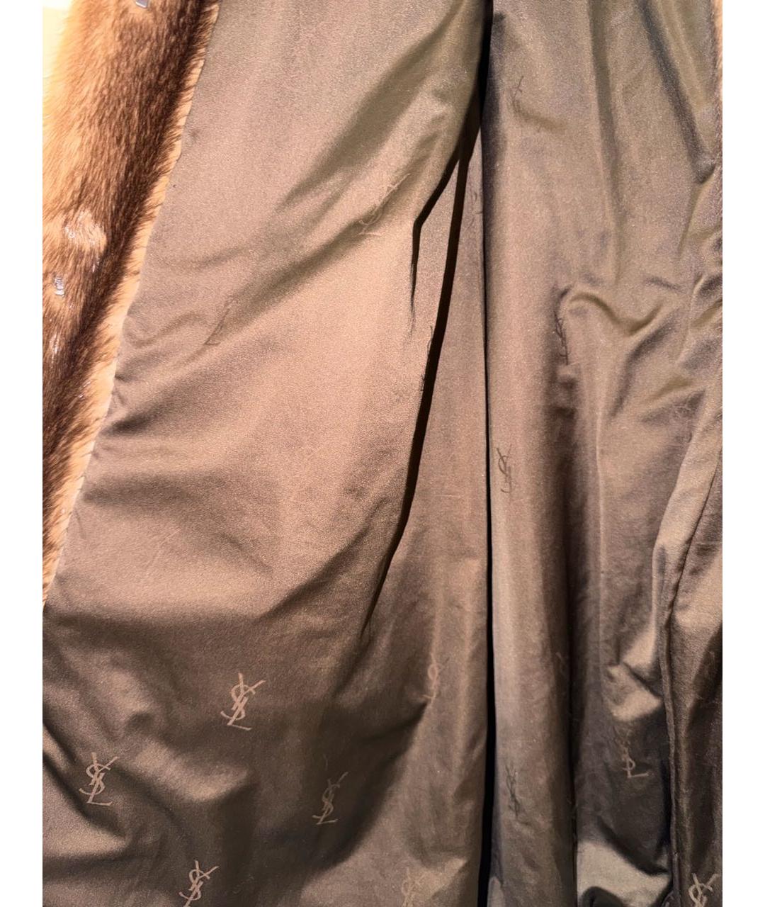 SAINT LAURENT Коричневая меховая шуба, фото 2