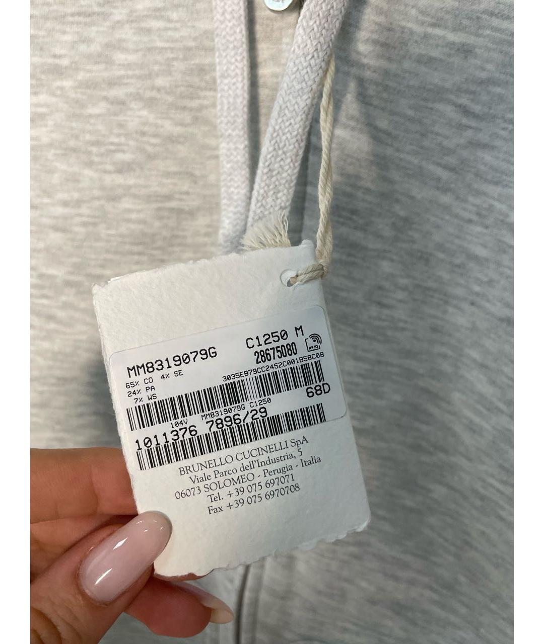 BRUNELLO CUCINELLI Серый хлопковый спортивный костюм, фото 5
