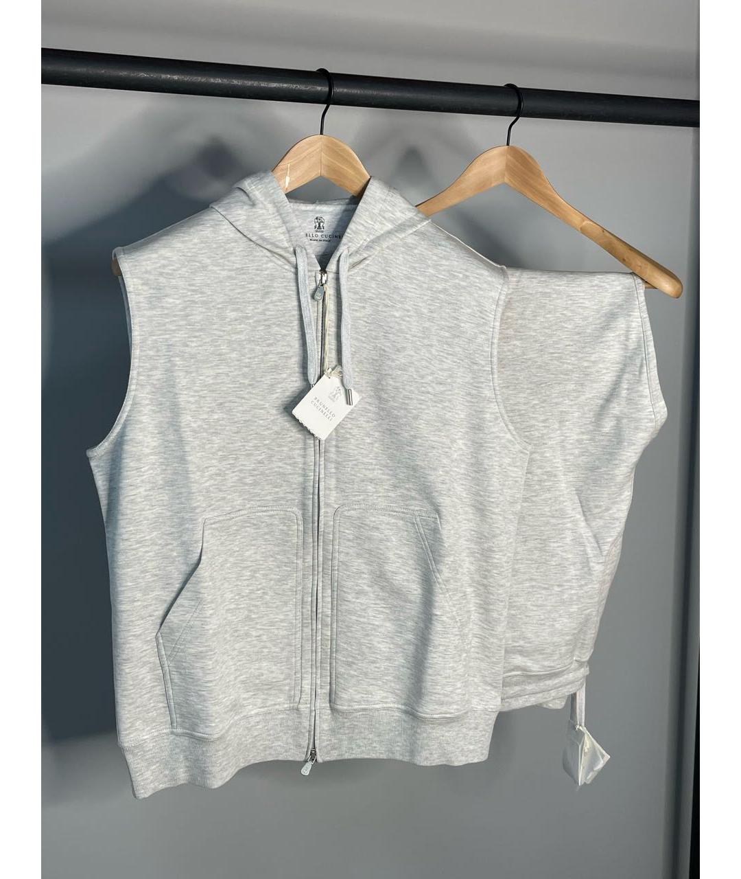 BRUNELLO CUCINELLI Серый хлопковый спортивный костюм, фото 7