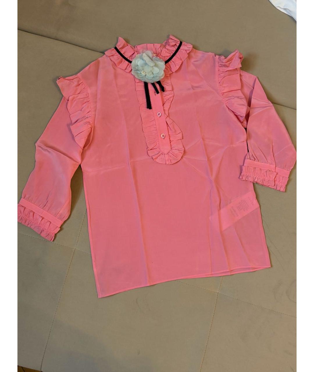 GUCCI Коралловая шелковая рубашка/блузка, фото 9
