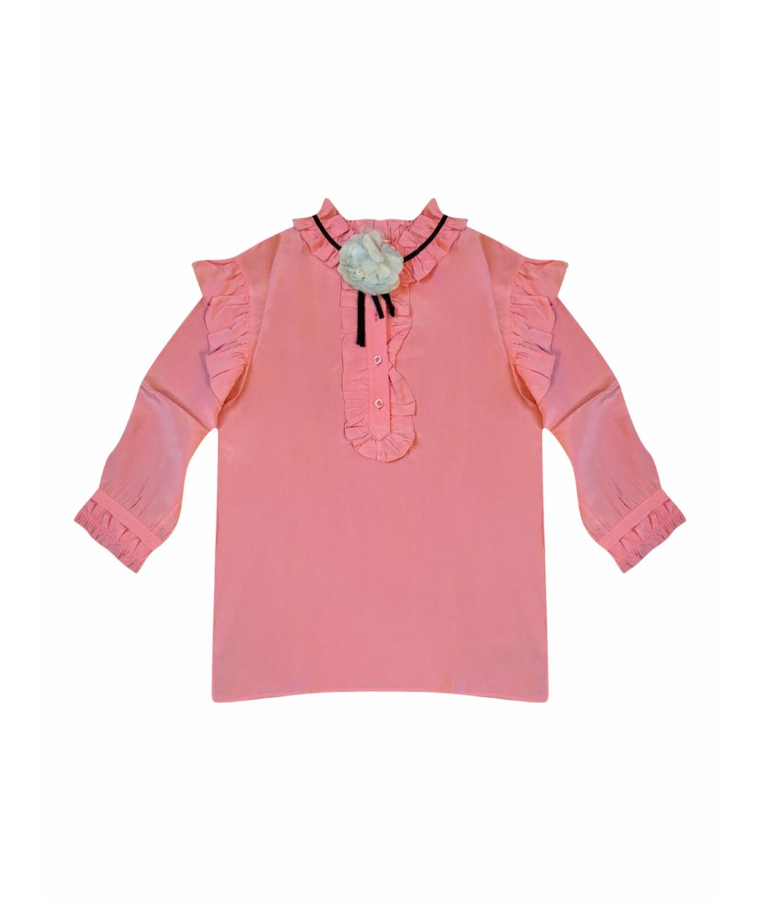 GUCCI Коралловая шелковая рубашка/блузка, фото 1