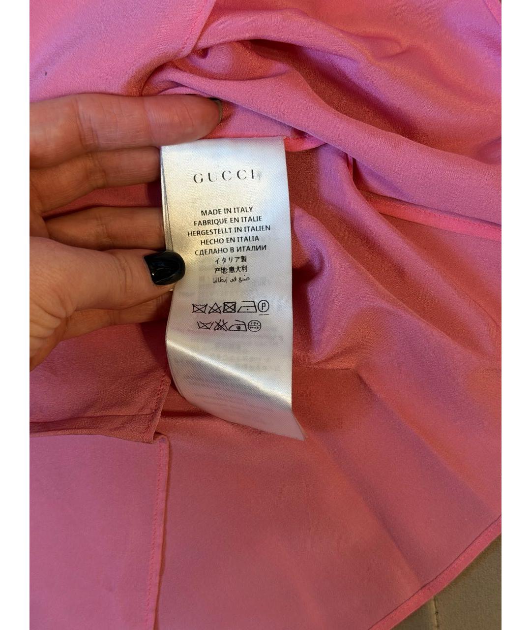 GUCCI Коралловая шелковая рубашка/блузка, фото 5