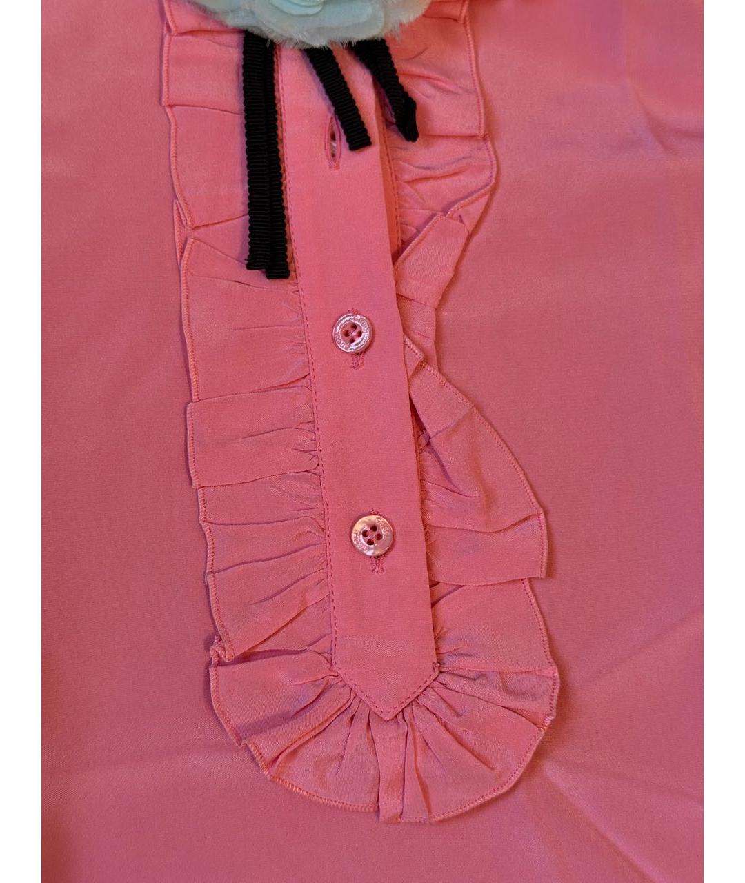 GUCCI Коралловая шелковая рубашка/блузка, фото 4