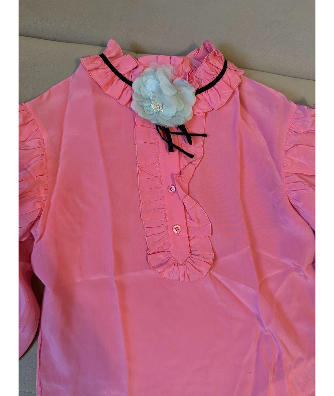 GUCCI Коралловая шелковая рубашка/блузка, фото 8