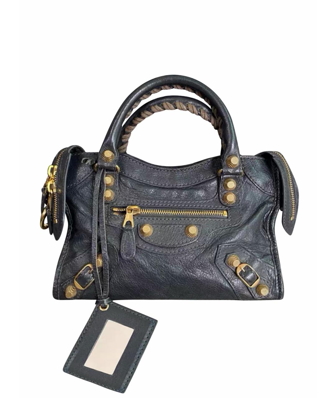 BALENCIAGA Черная кожаная сумка с короткими ручками, фото 1