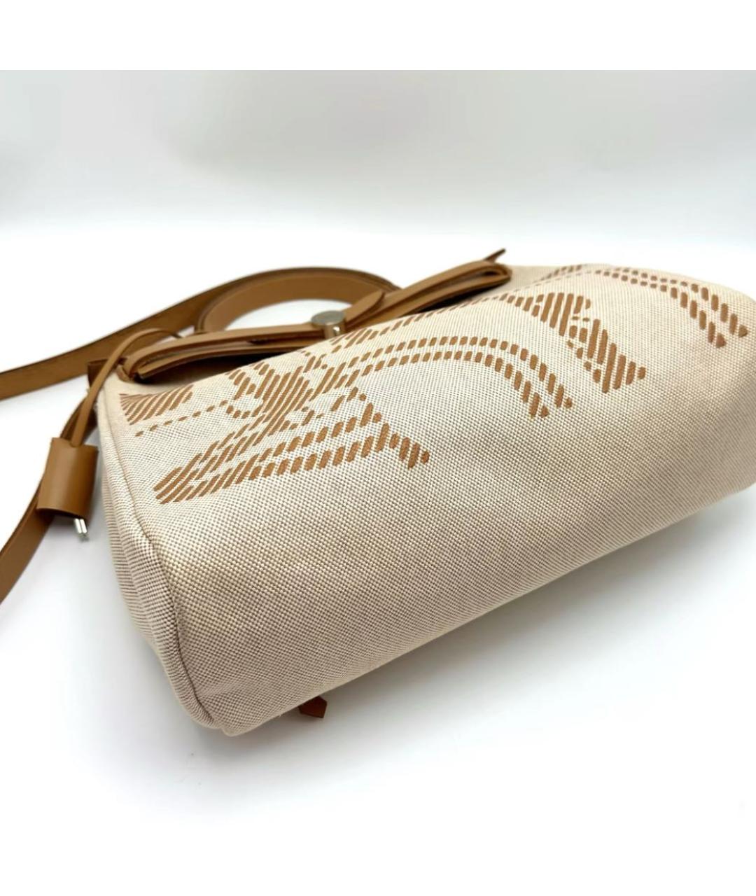 HERMES Бежевая тканевая сумка через плечо, фото 4