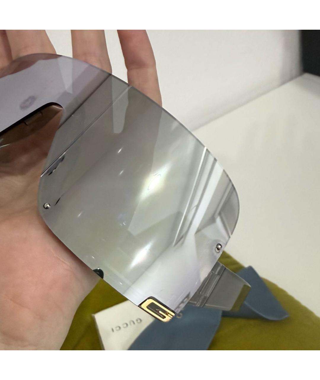 GUCCI Серебряные пластиковые солнцезащитные очки, фото 6