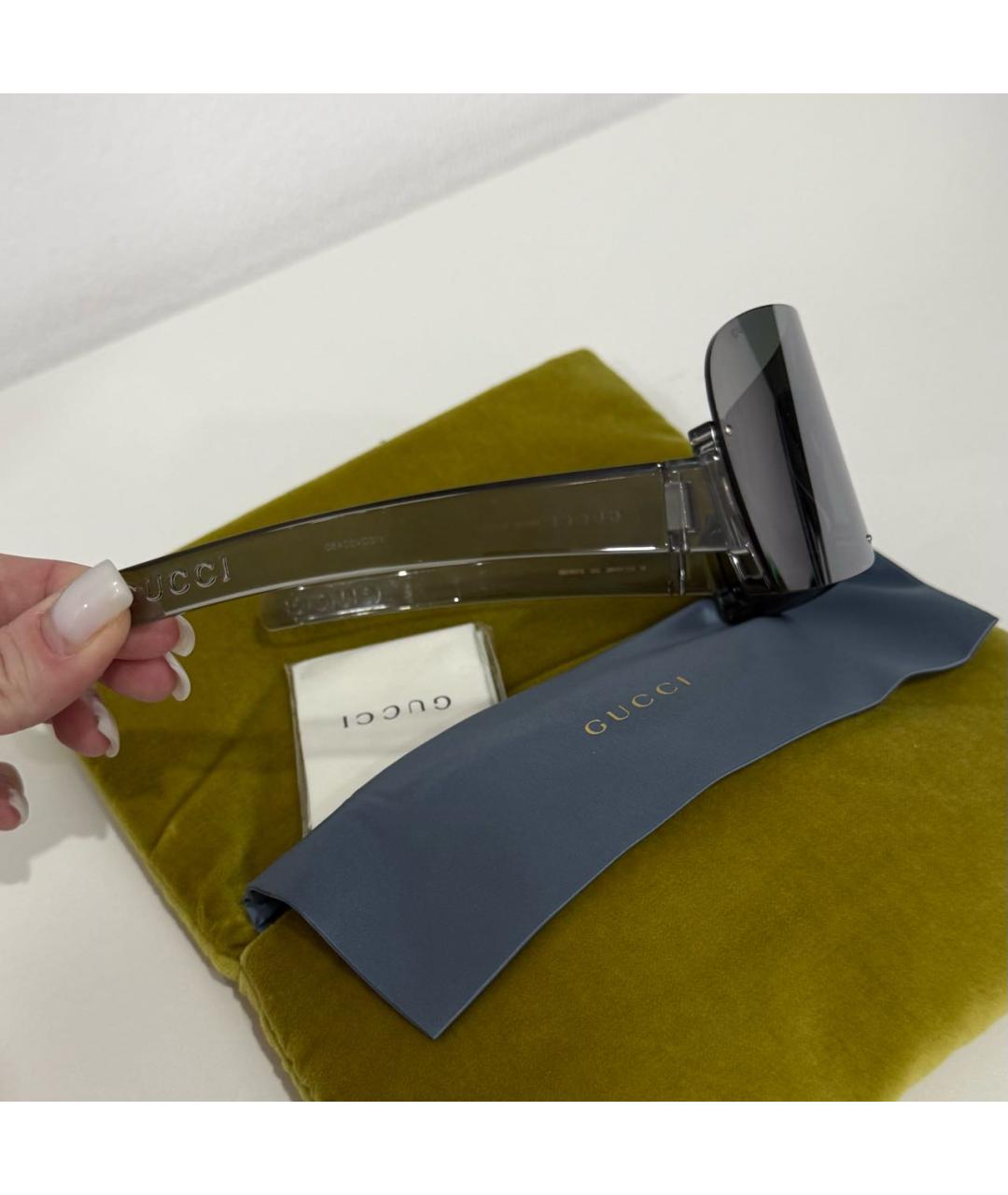 GUCCI Серебряные пластиковые солнцезащитные очки, фото 4