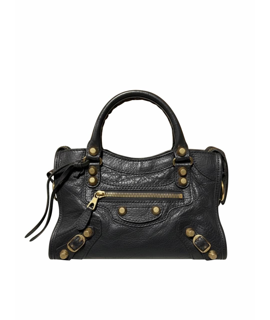 BALENCIAGA Черная кожаная сумка с короткими ручками, фото 1