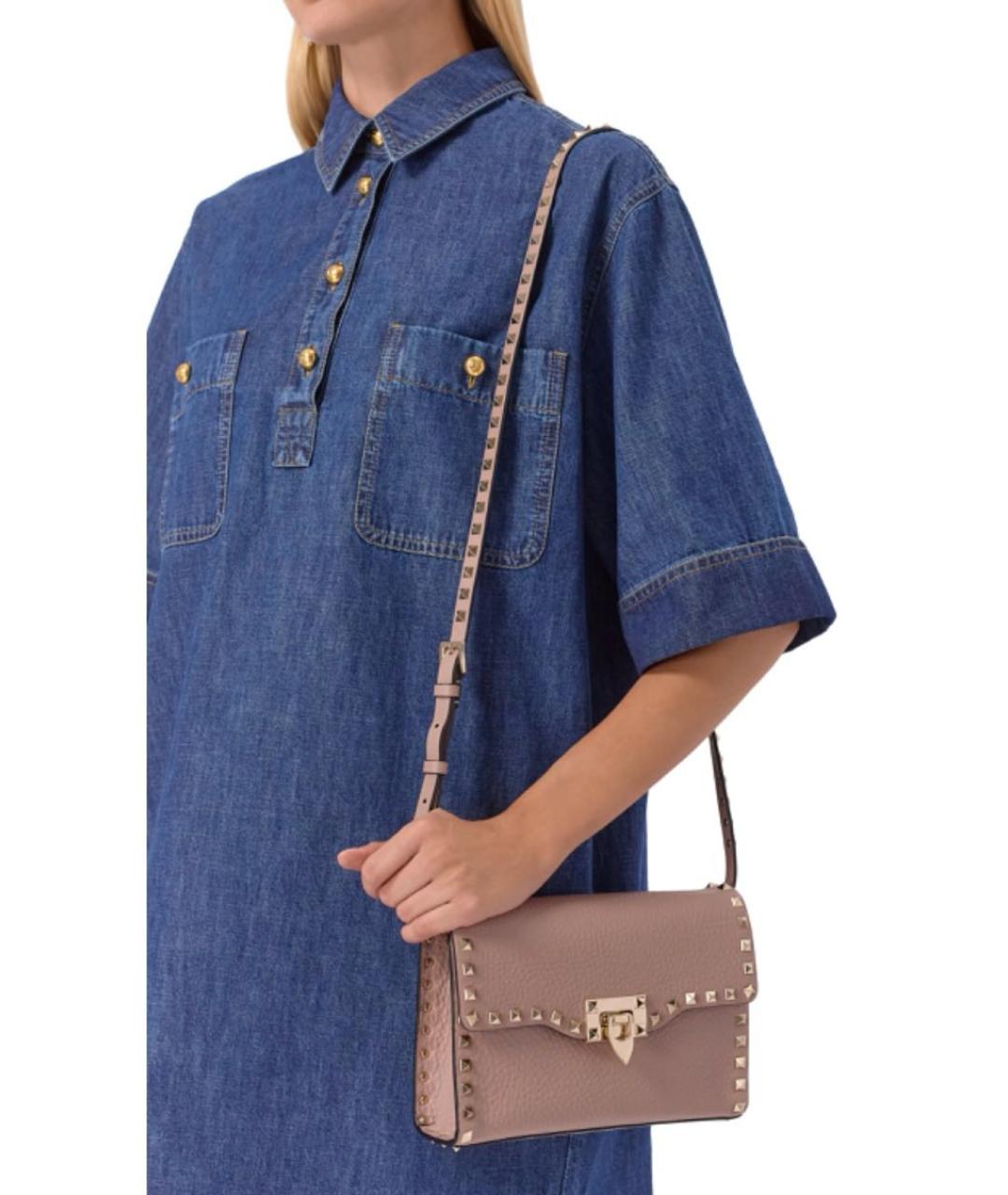 VALENTINO Розовая кожаная сумка через плечо, фото 8