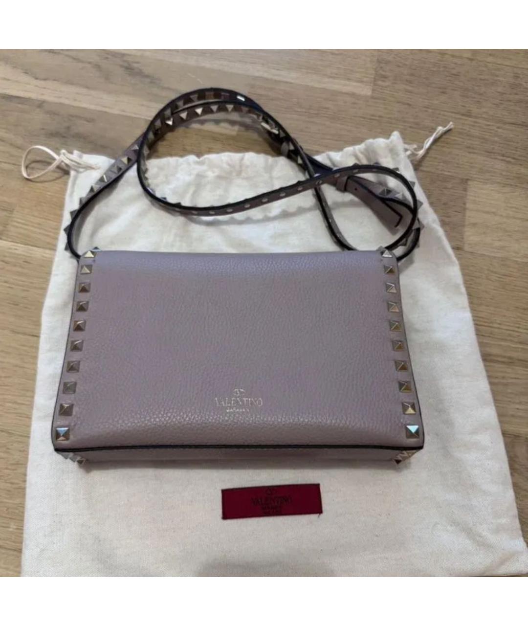 VALENTINO Розовая кожаная сумка через плечо, фото 4