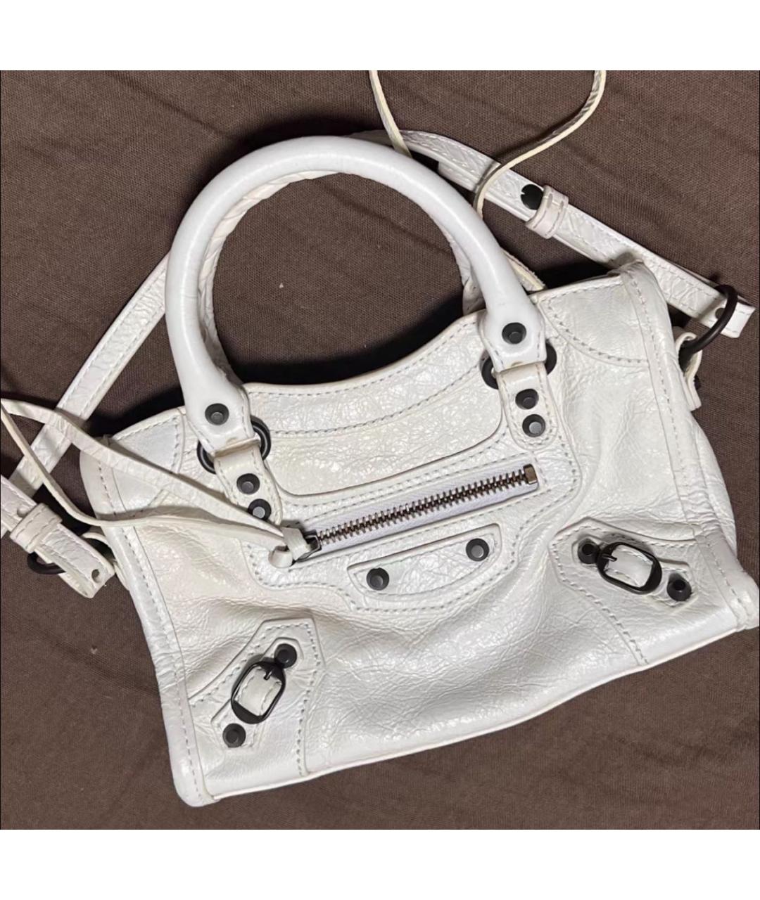 BALENCIAGA Белая кожаная сумка через плечо, фото 4