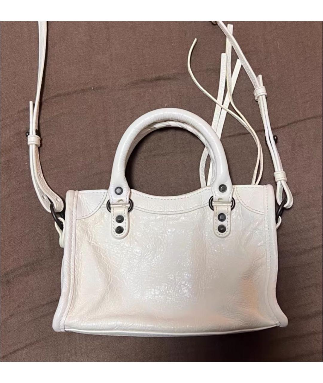 BALENCIAGA Белая кожаная сумка через плечо, фото 3