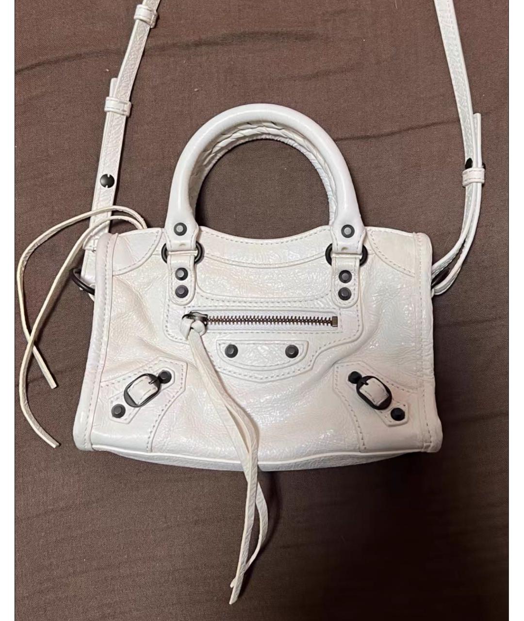 BALENCIAGA Белая кожаная сумка через плечо, фото 2