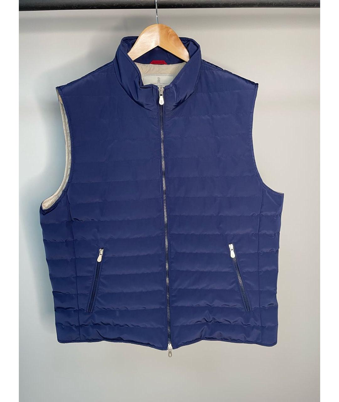 BRUNELLO CUCINELLI Синий хлопко-эластановый жилет, фото 8