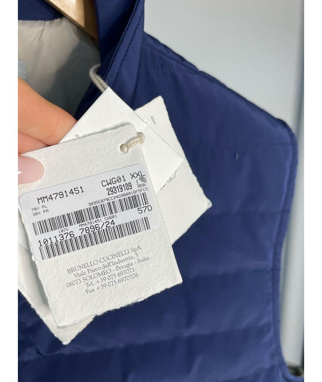 BRUNELLO CUCINELLI Синий хлопко-эластановый жилет, фото 5