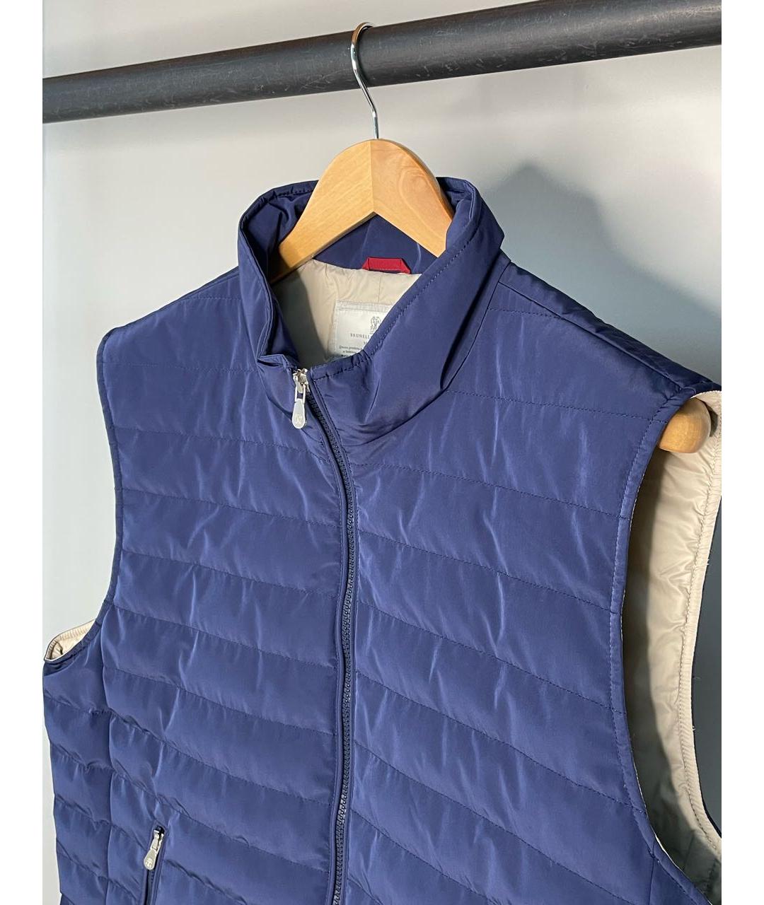 BRUNELLO CUCINELLI Синий хлопко-эластановый жилет, фото 3