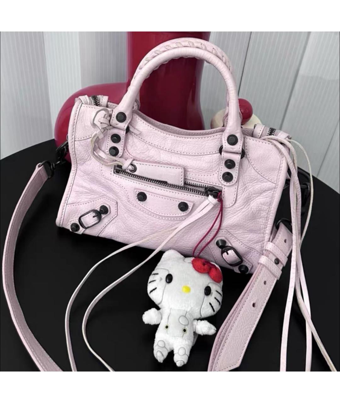 BALENCIAGA Розовая кожаная сумка с короткими ручками, фото 4