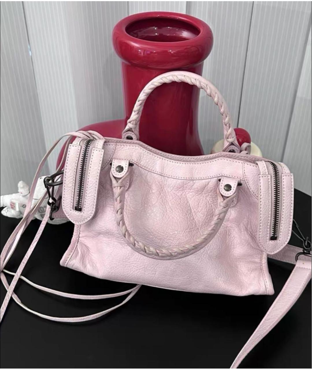 BALENCIAGA Розовая кожаная сумка с короткими ручками, фото 3