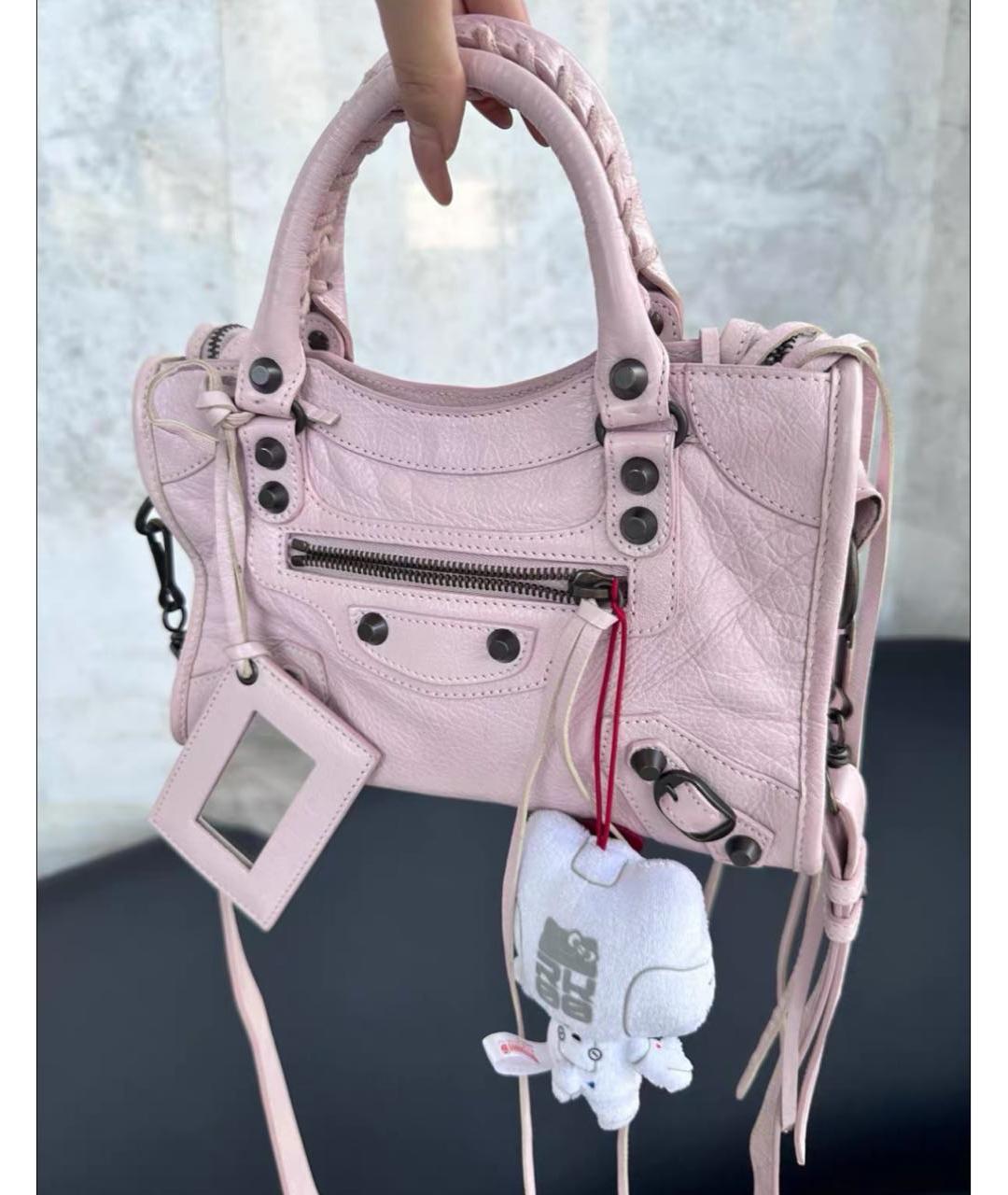 BALENCIAGA Розовая кожаная сумка с короткими ручками, фото 2