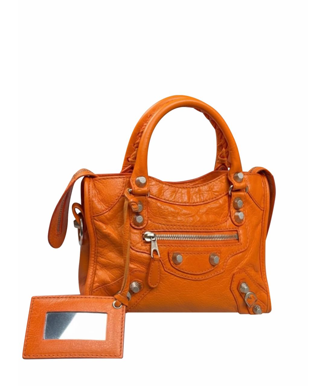 BALENCIAGA Оранжевая кожаная сумка с короткими ручками, фото 1