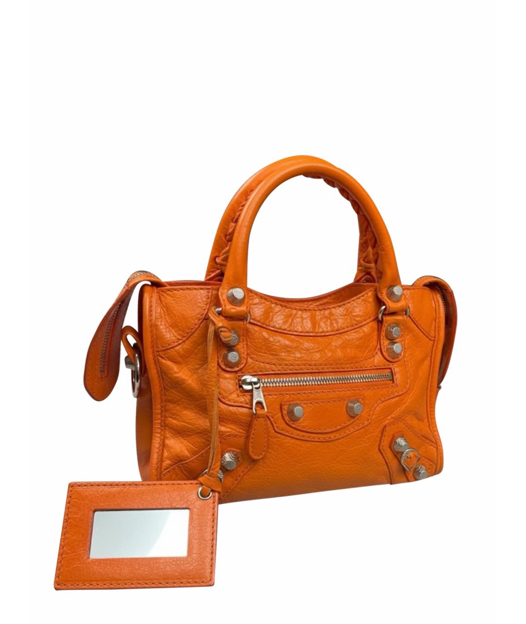 BALENCIAGA Оранжевая кожаная сумка с короткими ручками, фото 4