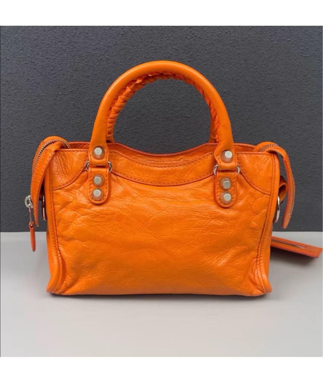 BALENCIAGA Оранжевая кожаная сумка с короткими ручками, фото 2
