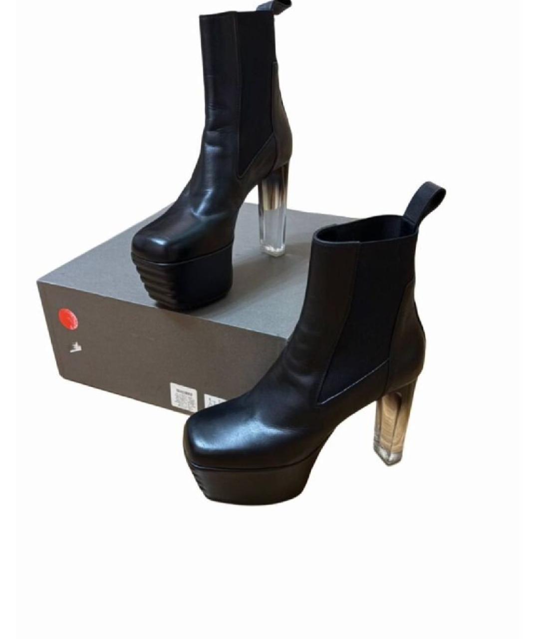 RICK OWENS Черные кожаные ботильоны, фото 2