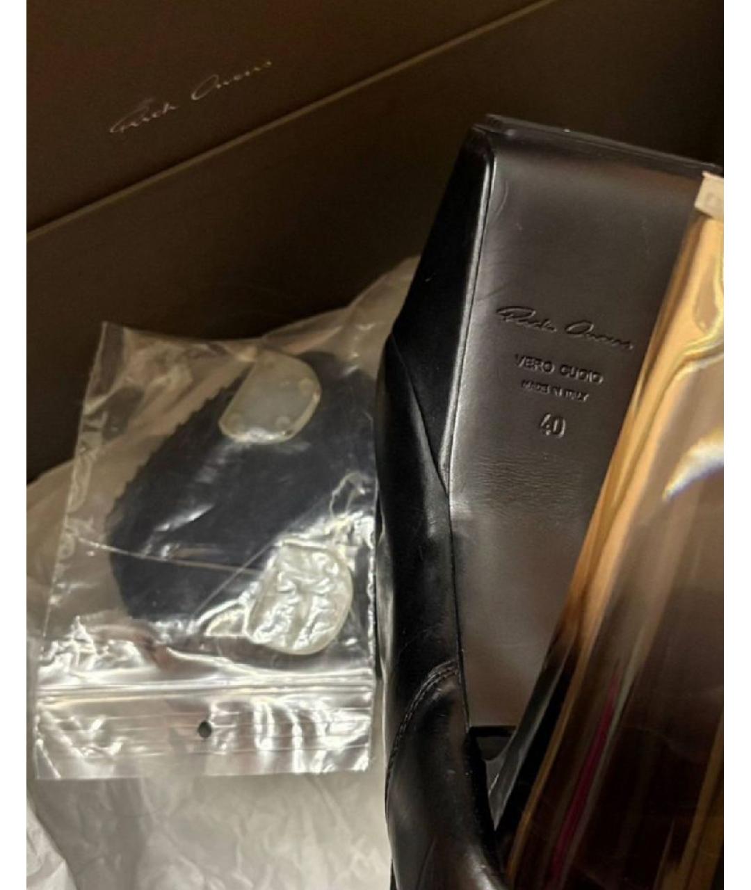 RICK OWENS Черные кожаные ботильоны, фото 8