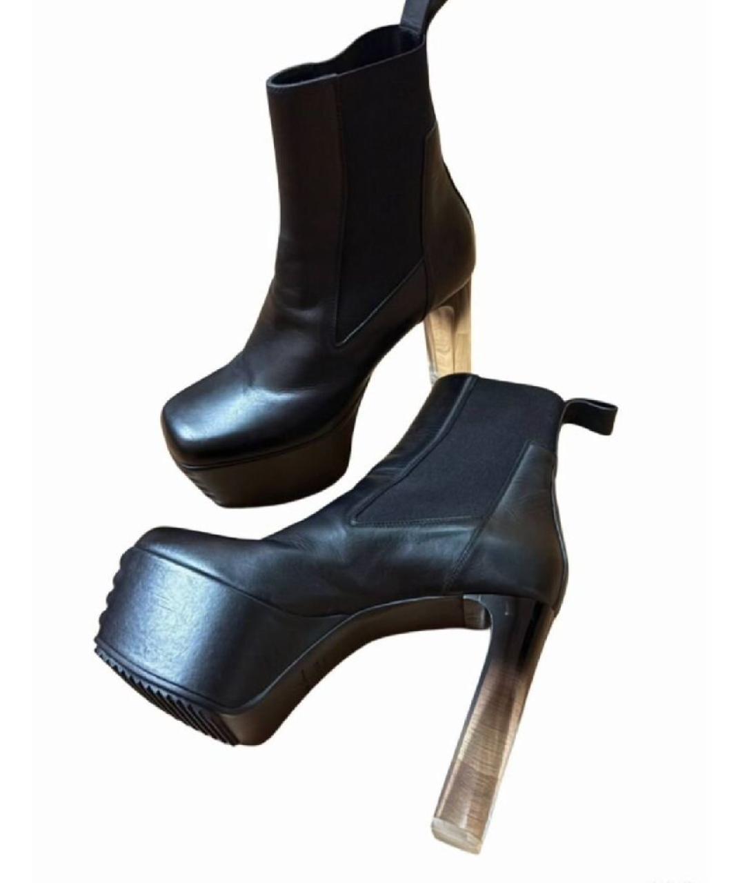 RICK OWENS Черные кожаные ботильоны, фото 10