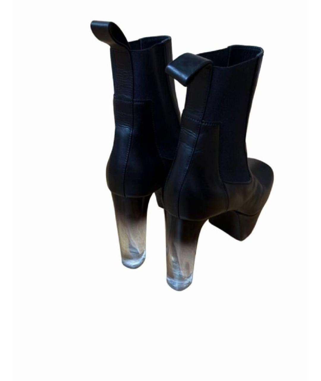 RICK OWENS Черные кожаные ботильоны, фото 4