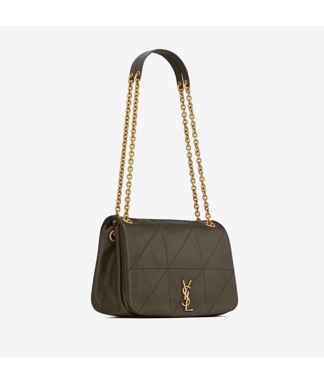 SAINT LAURENT Хаки кожаная сумка через плечо, фото 2