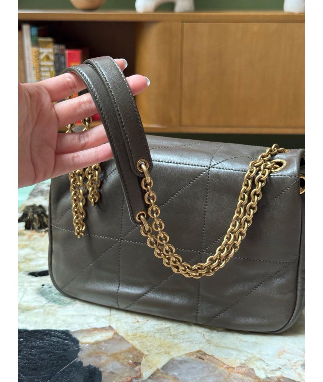 SAINT LAURENT Хаки кожаная сумка через плечо, фото 3