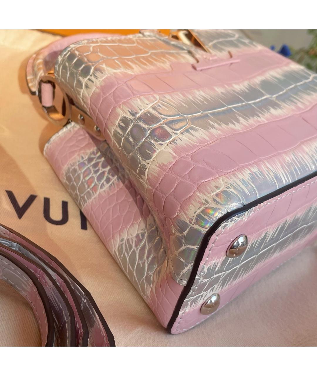 LOUIS VUITTON Розовая сумка тоут из экзотической кожи, фото 8