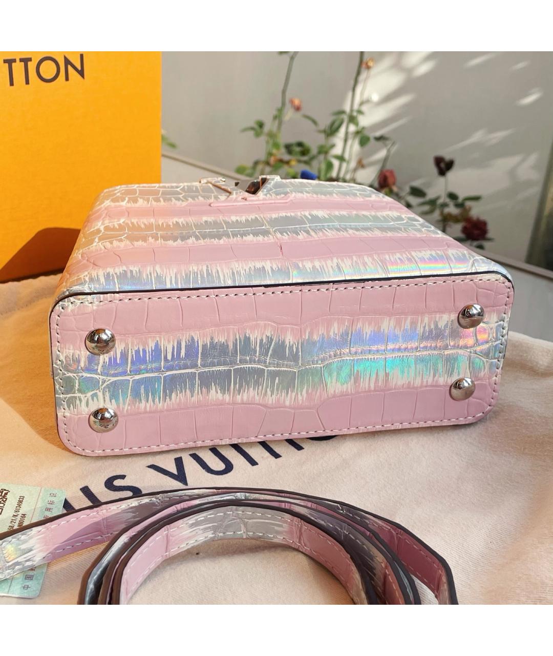 LOUIS VUITTON Розовая сумка тоут из экзотической кожи, фото 4