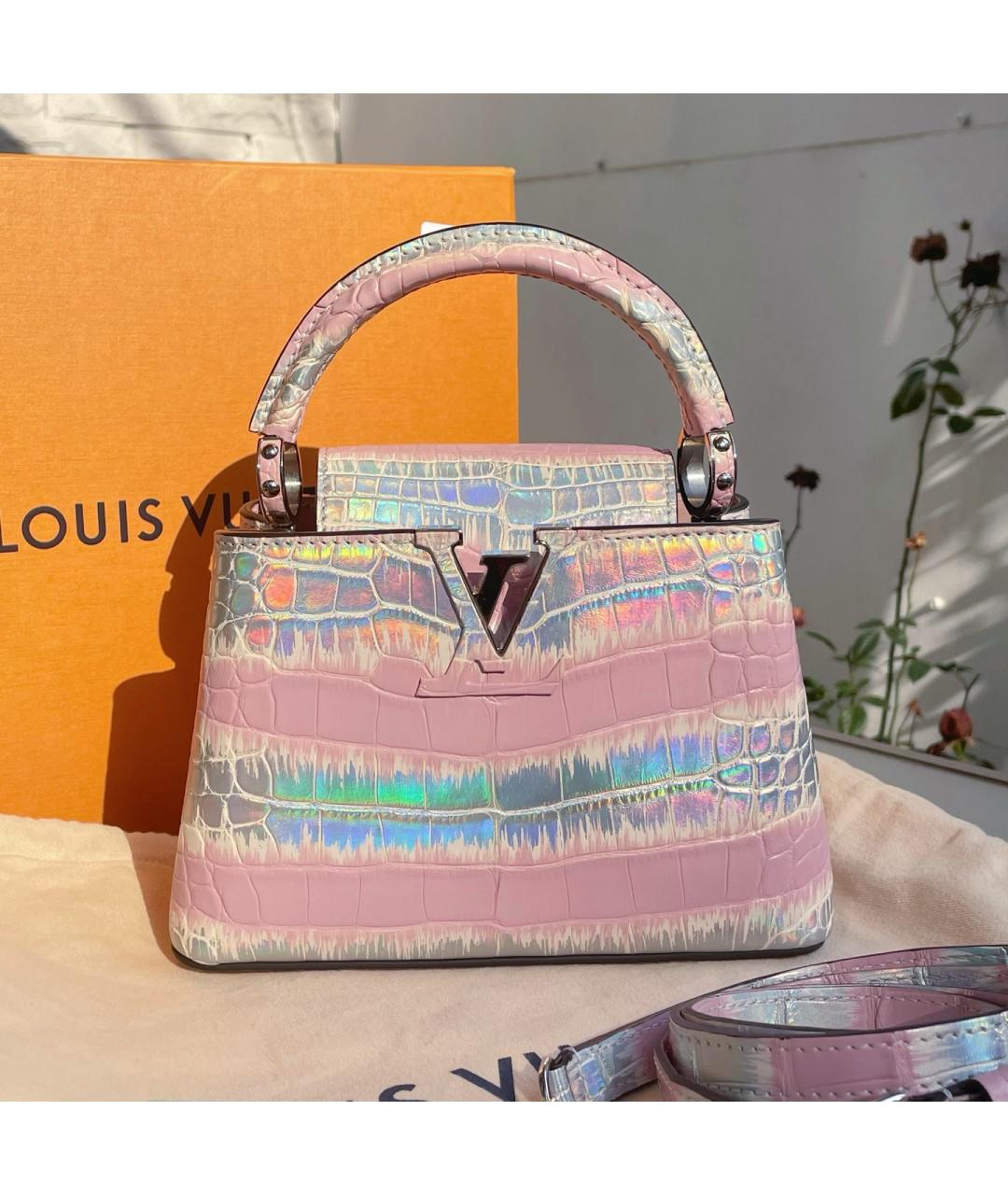 LOUIS VUITTON Розовая сумка тоут из экзотической кожи, фото 9