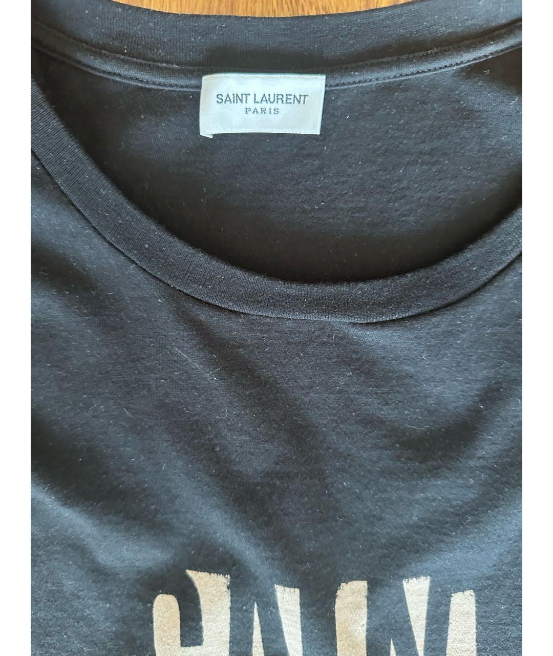 SAINT LAURENT Черная хлопковая футболка, фото 3